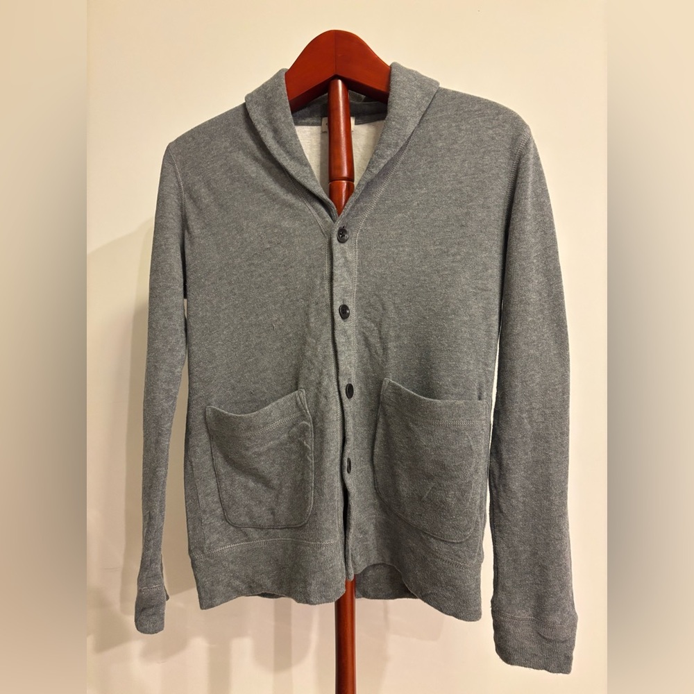 Club Monaco Grey Cotton Shawl Collar Cardigan - XS